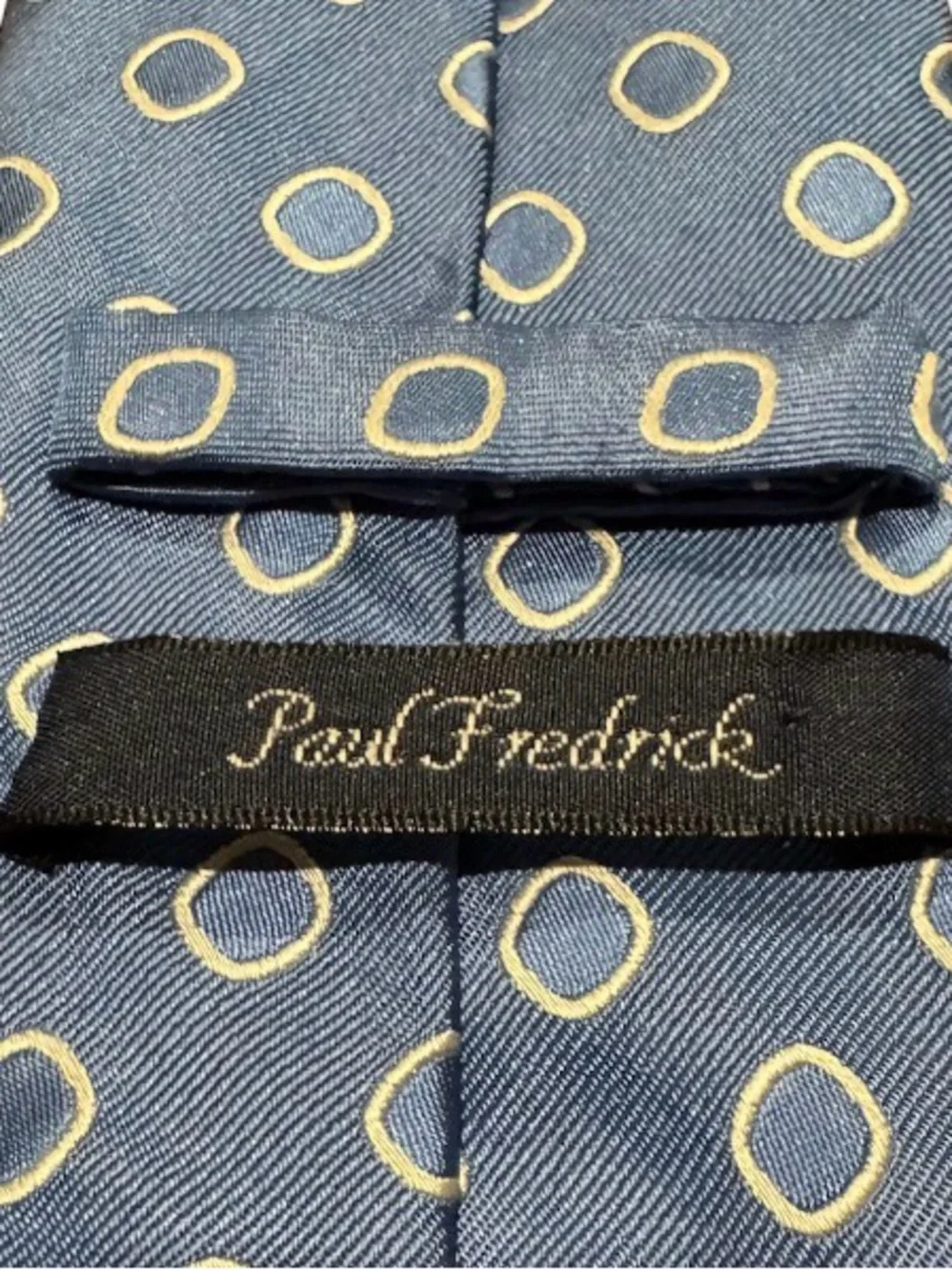 Paul Fredrick Blue Polka Dot 100% Silk Neck Tie